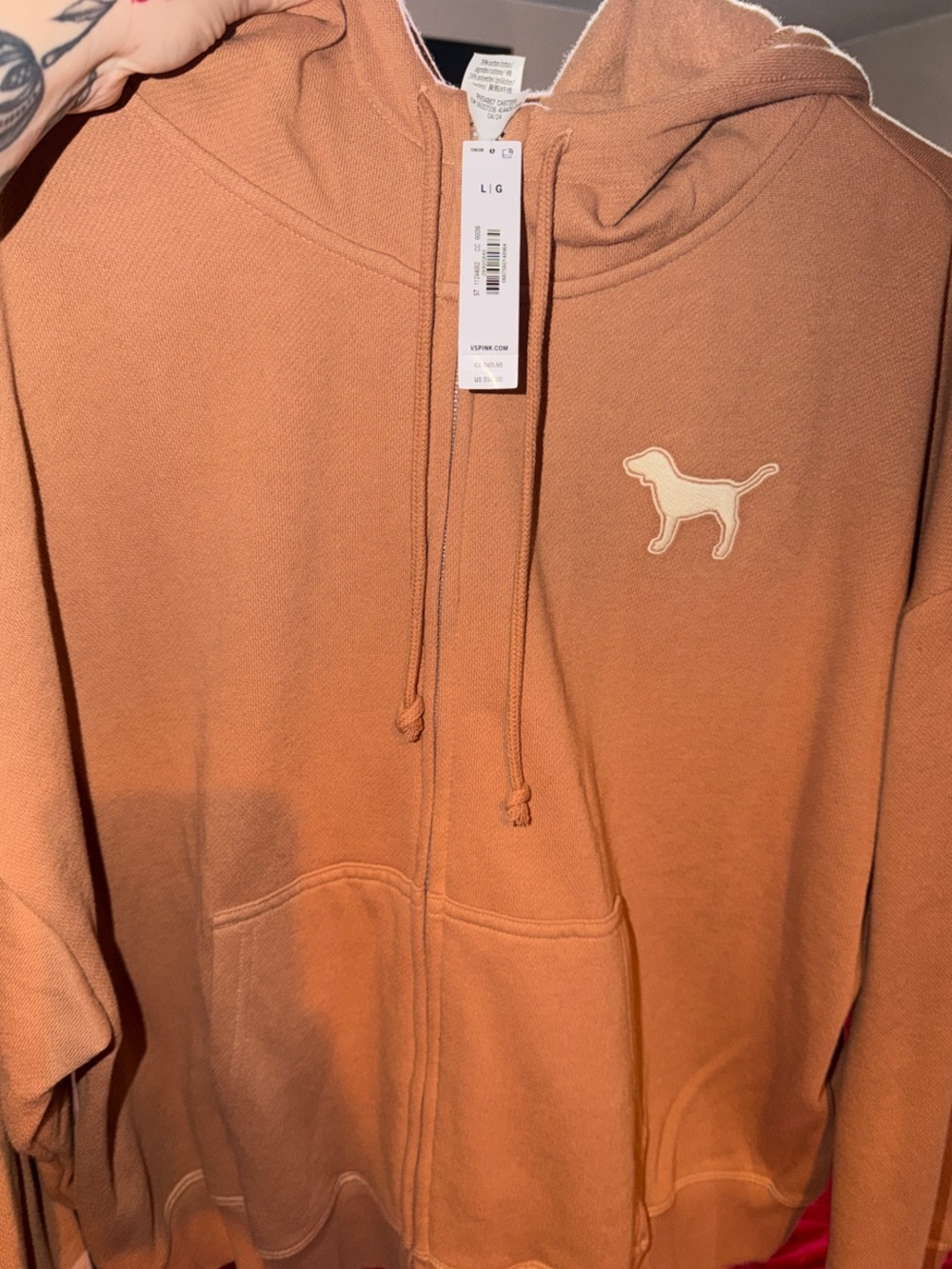 NWT, PINK Victoria's Secret Rust Brown Zip-Up Hoodie